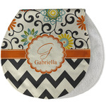 Swirls, Floral & Chevron Burp Pad - Velour w/ Name and Initial