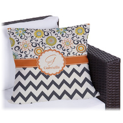 Swirls, Floral & Chevron Outdoor Pillow - 20" (Personalized)