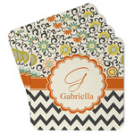 Swirls, Floral & Chevron Paper Coasters w/ Name and Initial