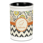 Swirls, Floral & Chevron Ceramic Pencil Holders - Black