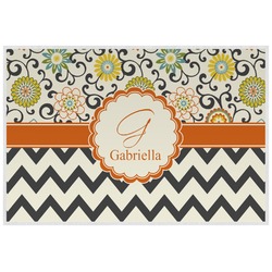 Swirls, Floral & Chevron Laminated Placemat w/ Name and Initial
