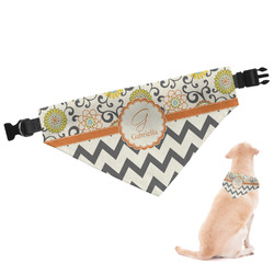 Swirls, Floral & Chevron Dog Bandana - XLarge (Personalized)