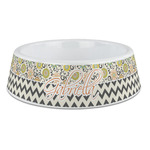 Swirls, Floral & Chevron Plastic Dog Bowl - Large (Personalized)