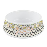 Swirls, Floral & Chevron Plastic Dog Bowl - Small (Personalized)