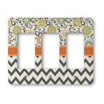 Swirls, Floral & Chevron Rocker Style Light Switch Cover - Three Switch