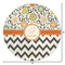 Swirls, Floral & Chevron Round Area Rug - Size