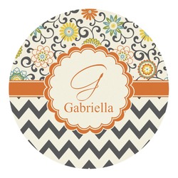 Swirls, Floral & Chevron Round Decal - Large (Personalized)