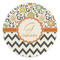 Swirls, Floral & Chevron Round Stone Trivet - Front View