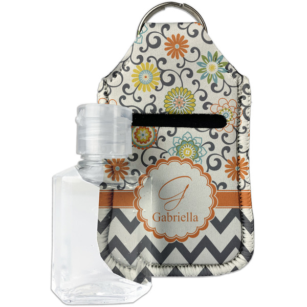 Custom Swirls, Floral & Chevron Hand Sanitizer & Keychain Holder - Small (Personalized)