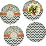 Swirls, Floral & Chevron Set of 4 Glass Lunch / Dinner Plate 10" (Personalized)