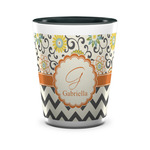 Swirls, Floral & Chevron Ceramic Shot Glass - 1.5 oz - Two Tone - Set of 4 (Personalized)