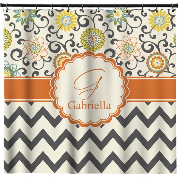 Custom Swirls, Floral & Chevron Shower Curtain - Custom Size (Personalized)