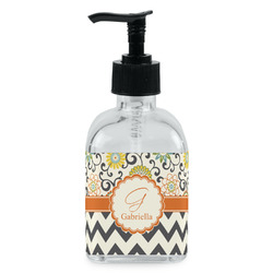 Swirls, Floral & Chevron Glass Soap & Lotion Bottle - Single Bottle (Personalized)