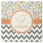 Swirls, Floral & Chevron Square Rubber Backed Coaster (Personalized)