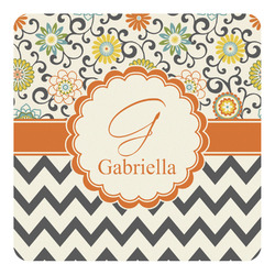 Swirls, Floral & Chevron Square Decal - Large (Personalized)