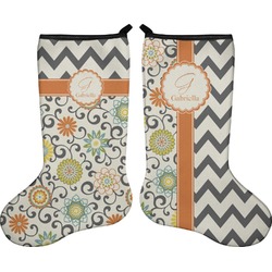Swirls, Floral & Chevron Holiday Stocking - Double-Sided - Neoprene (Personalized)