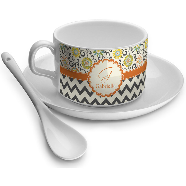Custom Swirls, Floral & Chevron Tea Cup - Single (Personalized)