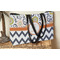 Swirls, Floral & Chevron Tote w/Black Handles - Lifestyle View