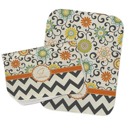 Swirls, Floral & Chevron Burp Cloths - Fleece - Set of 2 w/ Name and Initial