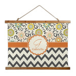 Swirls, Floral & Chevron Wall Hanging Tapestry - Wide (Personalized)