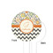 Swirls, Floral & Chevron White Plastic 4" Food Pick - Round - Single Sided - Front & Back