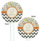 Swirls, Floral & Chevron White Plastic 5.5" Stir Stick - Double Sided - Round - Front & Back