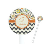 Swirls, Floral & Chevron 5.5" Round Plastic Stir Sticks - White - Single Sided (Personalized)