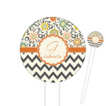 Swirls, Floral & Chevron Round Plastic Food Picks (Personalized)