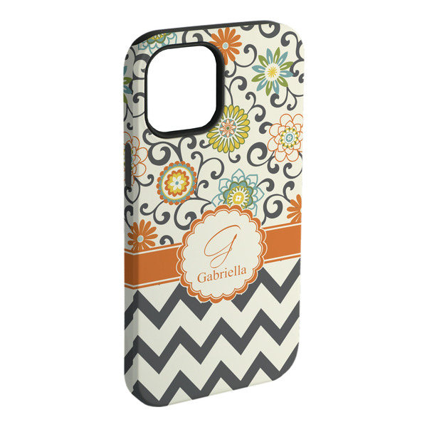 Custom Swirls, Floral & Chevron iPhone Case - Rubber Lined - iPhone 15 Plus (Personalized)