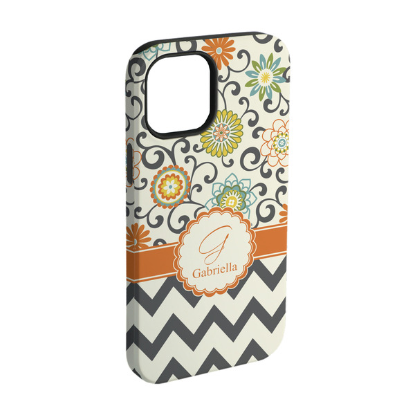 Custom Swirls, Floral & Chevron iPhone Case - Rubber Lined - iPhone 15 Pro (Personalized)