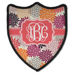 Mums Flower Iron On Shield Patch B w/ Monogram