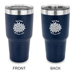 Mums Flower 30 oz Stainless Steel Tumbler - Navy - Double Sided (Personalized)