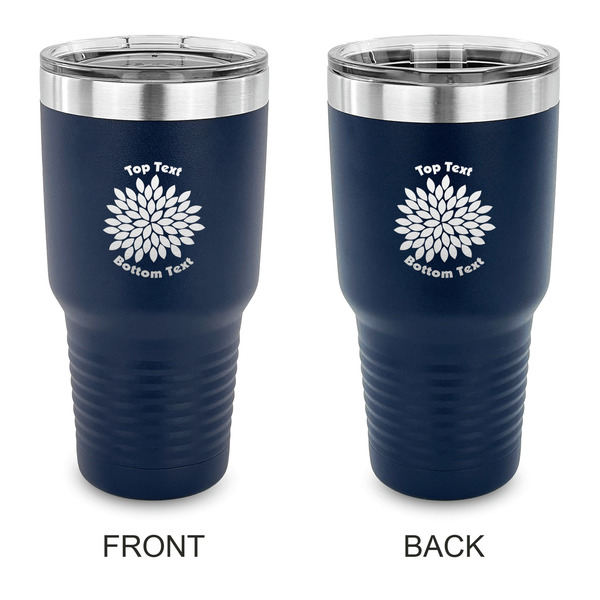 Custom Mums Flower 30 oz Stainless Steel Tumbler - Navy - Double Sided (Personalized)