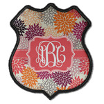 Mums Flower Iron On Shield Patch C w/ Monogram