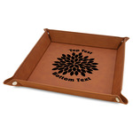 Mums Flower 9" x 9" Leather Valet Tray w/ Monogram