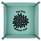 Mums Flower 9" x 9" Teal Leatherette Snap Up Tray - FOLDED