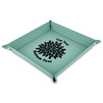 Mums Flower Faux Leather Dice Tray - 9" x 9"  - Teal (Personalized)