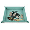 Mums Flower 9" x 9" Teal Leatherette Snap Up Tray - STYLED