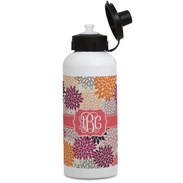 Custom Mums Flower Water Bottles - Aluminum - 20 oz - White (Personalized)