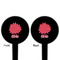 Mums Flower Black Plastic 4" Food Pick - Round - Double Sided - Front & Back