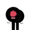 Mums Flower Black Plastic 4" Food Pick - Round - Single Sided - Front & Back