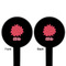 Mums Flower Black Plastic 6" Food Pick - Round - Double Sided - Front & Back