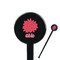 Mums Flower Black Plastic 7" Stir Stick - Round - Closeup