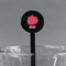 Mums Flower Black Plastic 7" Stir Stick - Round - Main