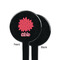 Mums Flower Black Plastic 7" Stir Stick - Single Sided - Round - Front & Back