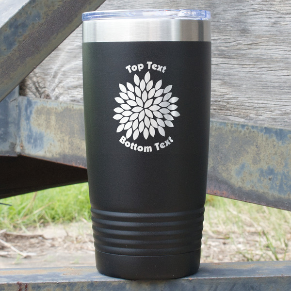 Custom Mums Flower 20 oz Stainless Steel Tumbler - Black - Double Sided (Personalized)