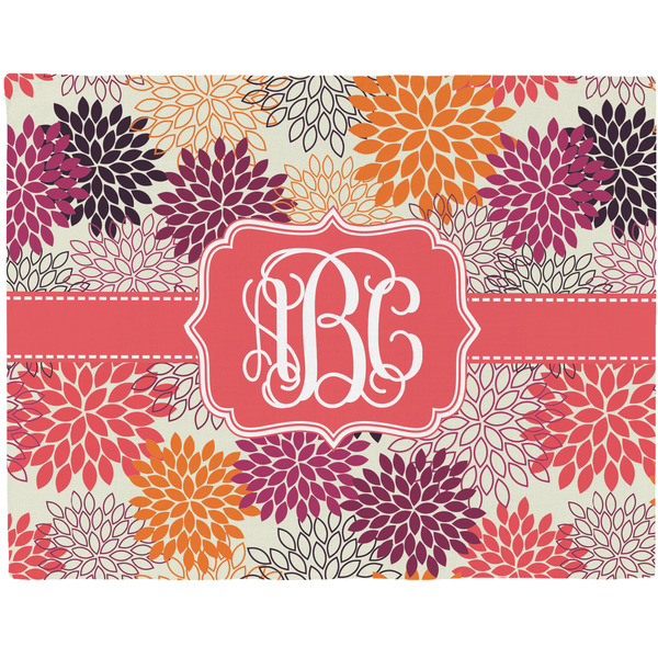 Custom Mums Flower Woven Fabric Placemat - Twill w/ Monogram