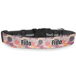 Mums Flower Deluxe Dog Collar - Small (8.5" to 12.5") (Personalized)