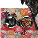 Mums Flower Dog Food Mat - Large w/ Monogram