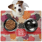 Mums Flower Dog Food Mat - Medium w/ Monogram